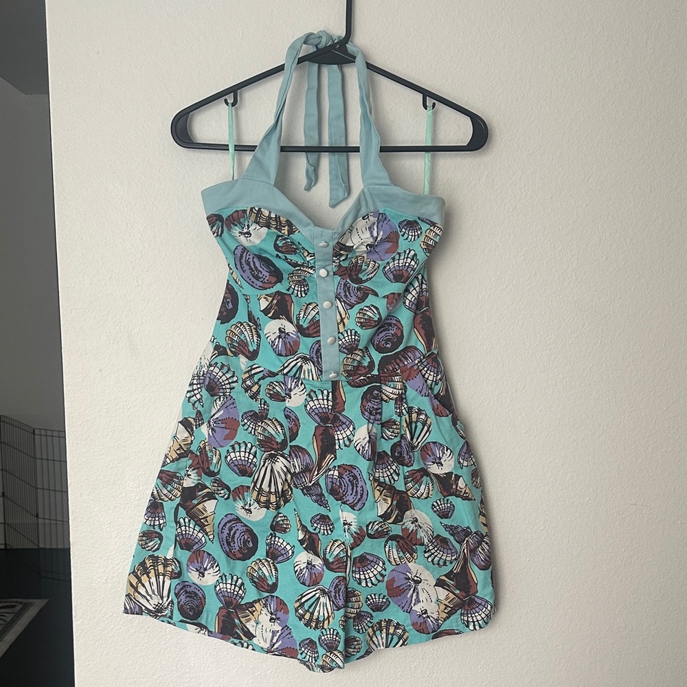 Lindy Bop Halter Neck Seashell Print Romper